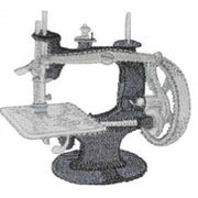 Vintage Sewing Machine Embroidered Block/Panel 24x24cm (9"x9") (EB-07)