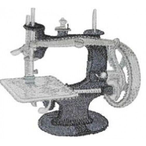 Vintage Sewing Machine Embroidered Block/Panel 24x24cm (9"x9") (EB-07)