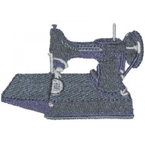 Vintage Sewing Machine Embroidered Block/Panel 24x24cm (9"x9") (EB-06BK)