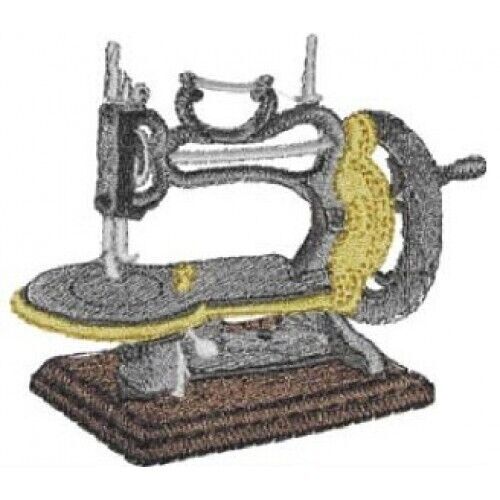 Vintage Sewing Machine Embroidered Block/Panel   24 x 24 cm (9" x 9") (EB-01)