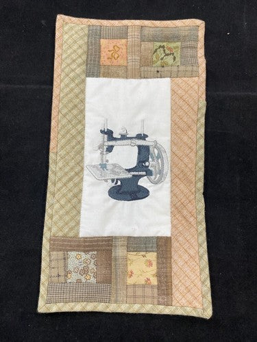Vintage Sewing Machine Embroidered Block/Panel 24x24cm (9"x9") (EB-07)