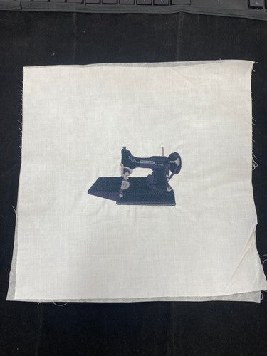 Vintage Sewing Machine Embroidered Block/Panel 24x24cm (9"x9") (EB-06BK)