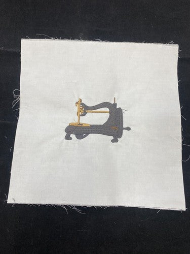 Vintage Sewing Machine Embroidered Block/Panel 24x24cm (9"x9") (EB-08)