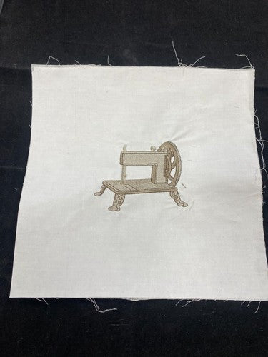 Vintage Sewing Machine Embroidered Block/Panel 24x24cm (9"x9") (EB-03)