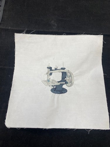 Vintage Sewing Machine Embroidered Block/Panel 24x24cm (9"x9") (EB-07)