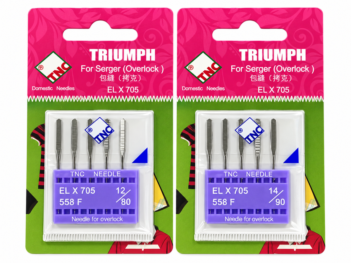 "TNC" Overlocker/Serger/Coverstitch Needle ELx705CF Chrome Finish 5/Pack