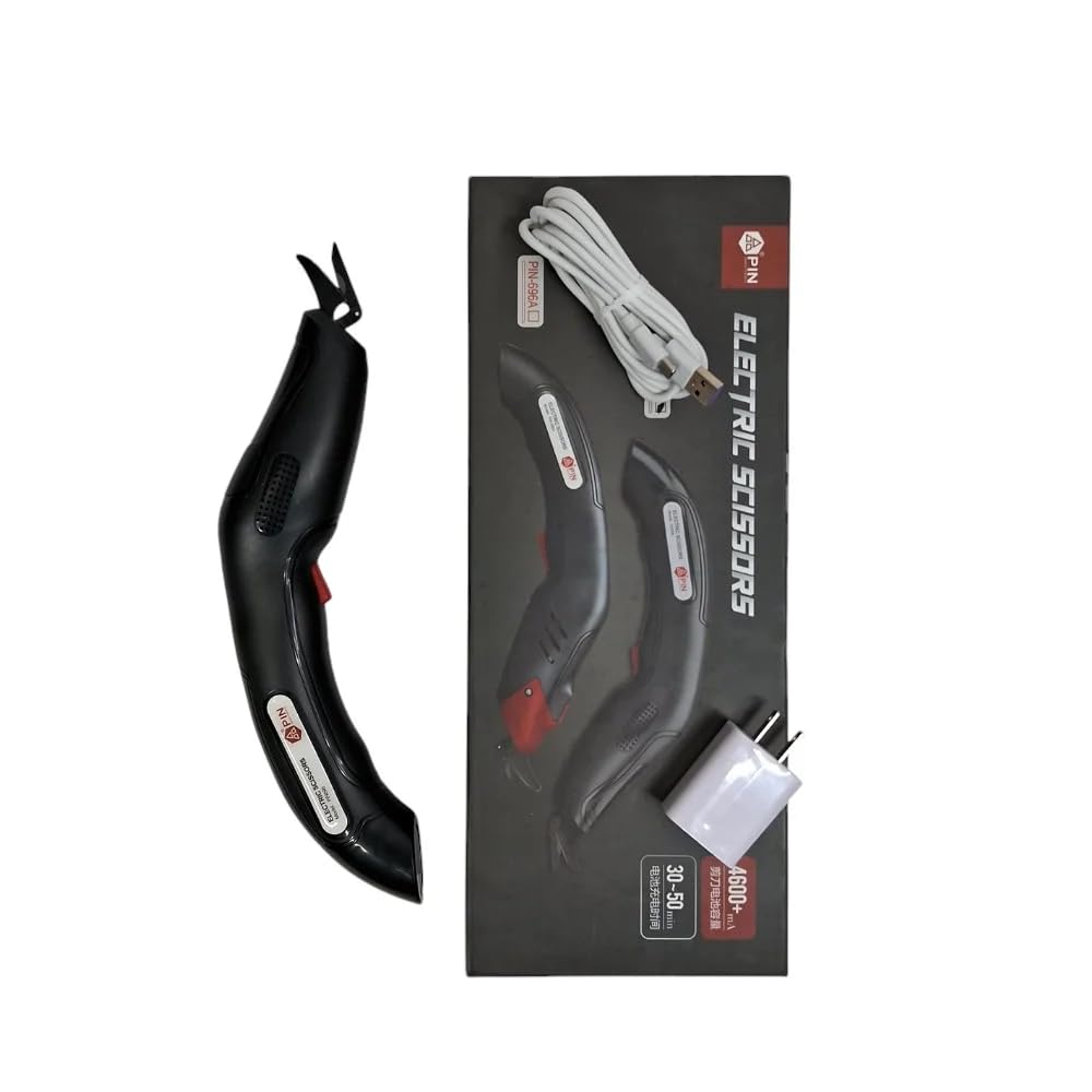 PIN Cordless Electric Cutter w/ Charger and Extra Blades for Fabrics, Canvas, Carpets, Leather and Other Materials