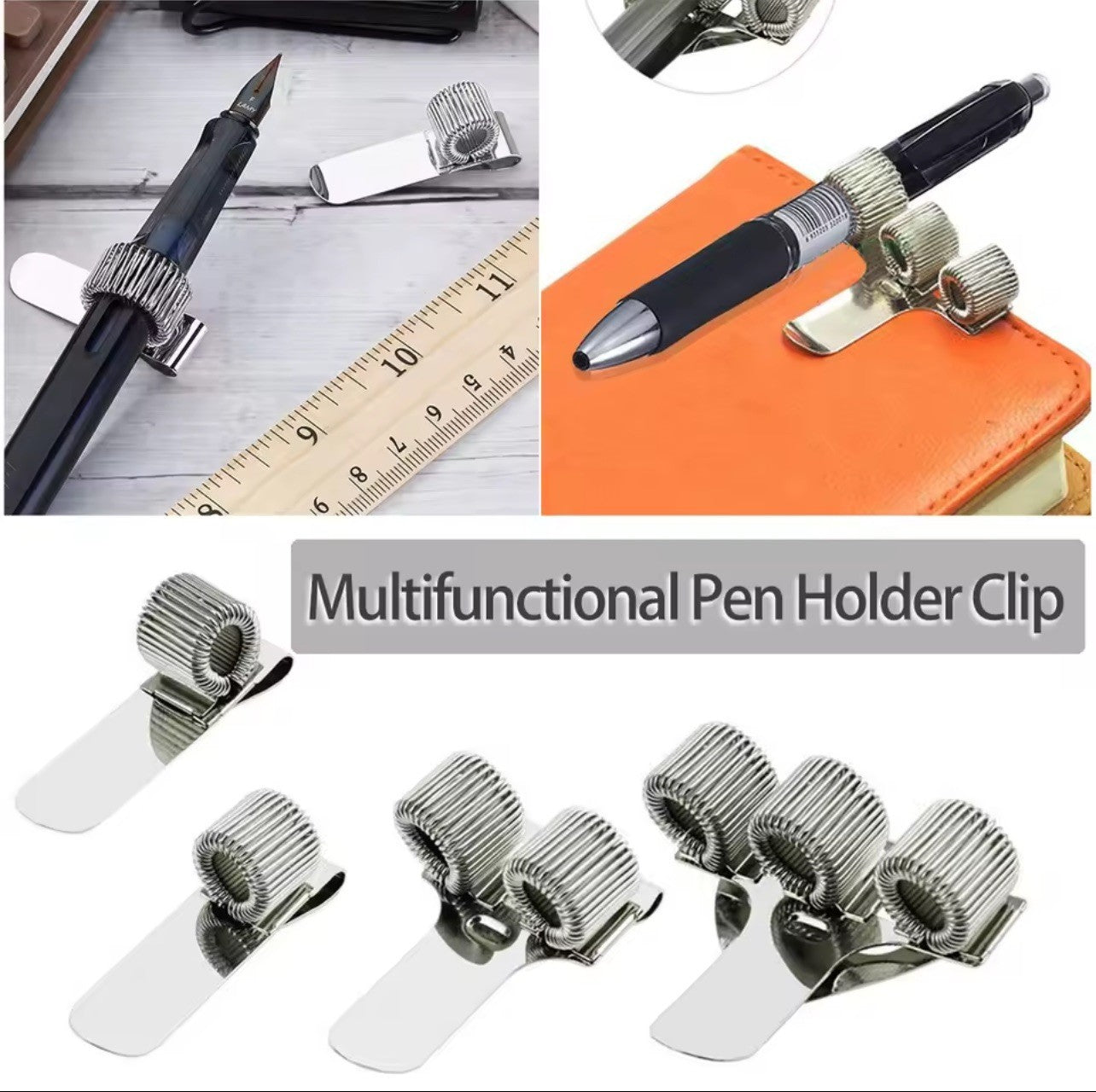 2X  Pen & Pencil Holder (Spring Type) with Clip Holding Two Pens or Pencils