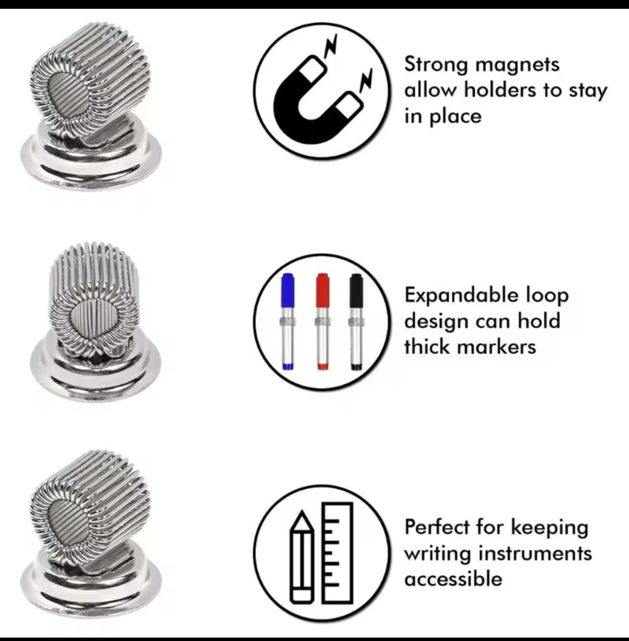 2X  Pen & Pencil Holder (Spring Type) - Magnetic  #PH-1M