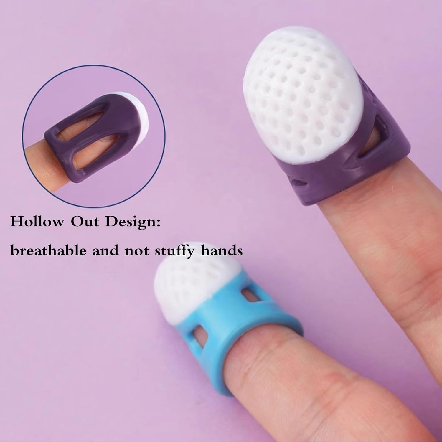 Soft Comfortable Non-slip Thimbles - Small or Large Size "Dimpled Design"