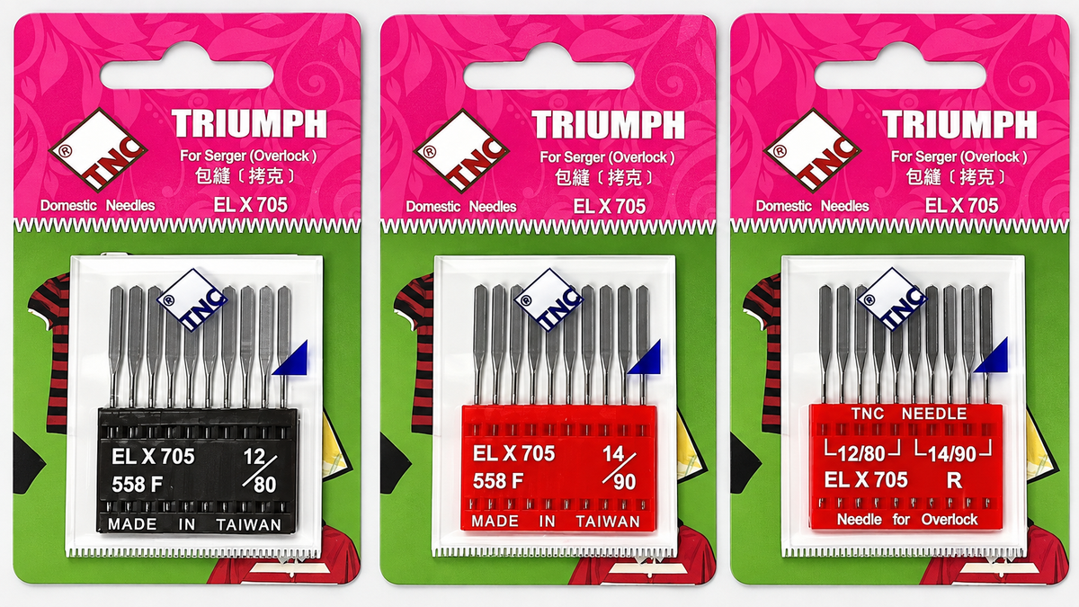 "TNC" Overlocker/Serger/Coverstitch Needle ELx705CF Chrome Finish 10/Pack