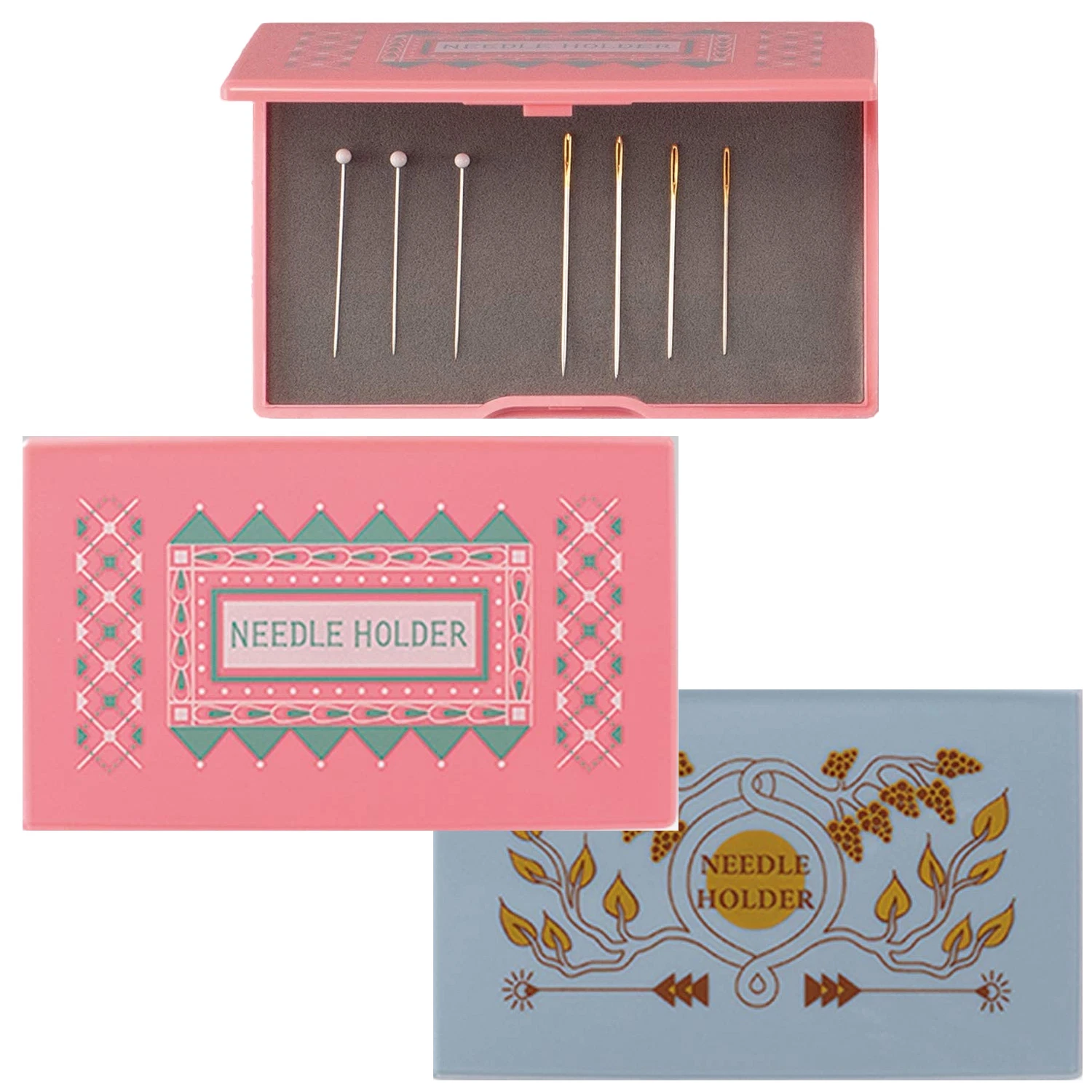 CLOVER Magnetic Pin Holder/Storage/Pin Cushion/Box - Blue, Pink