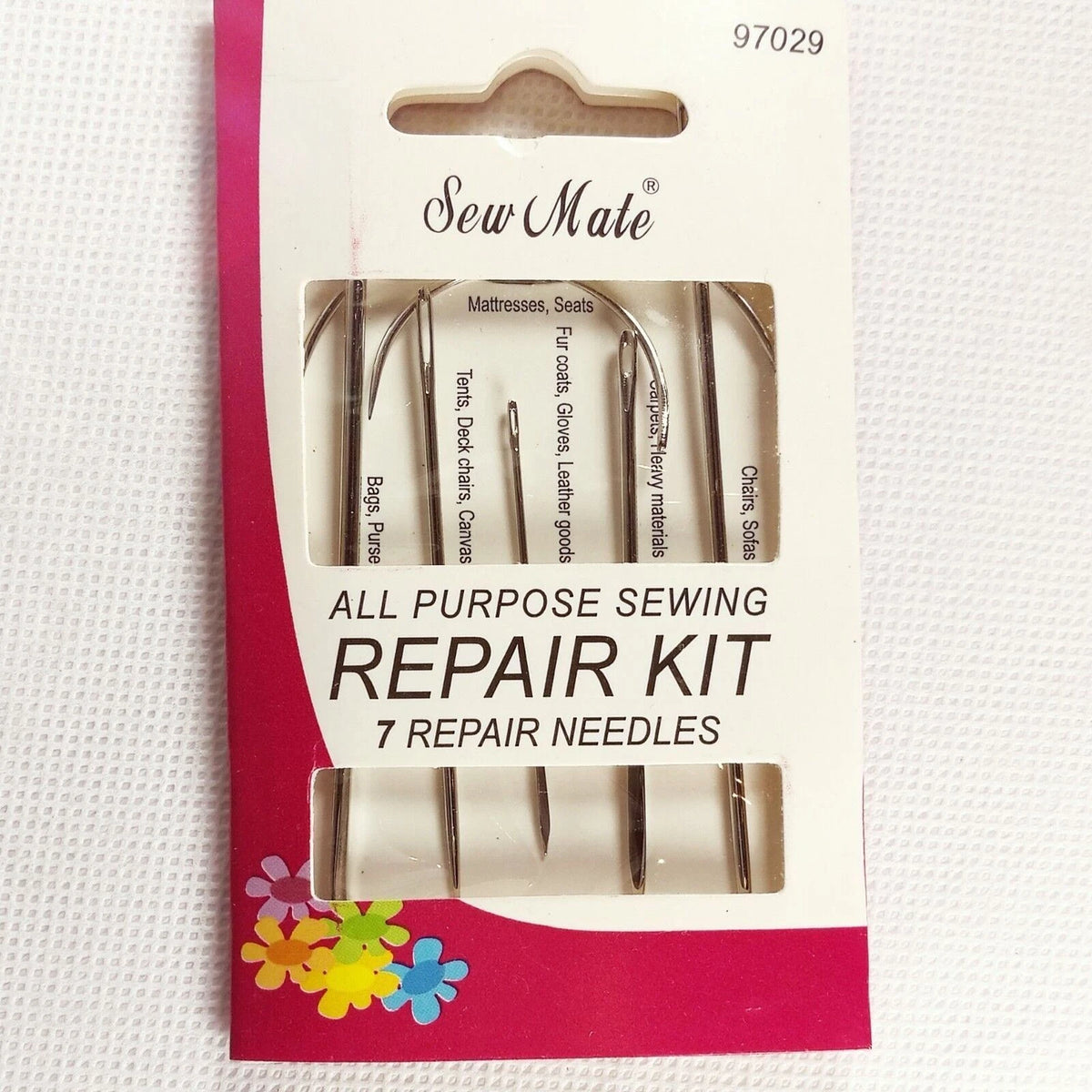 Hand Sewing Applique Repair Kit (All Purpose Sewing Needles) 7 Repair Needles