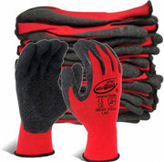 12X Rubber Safety Work Gloves Latex Coated - Large & Medium