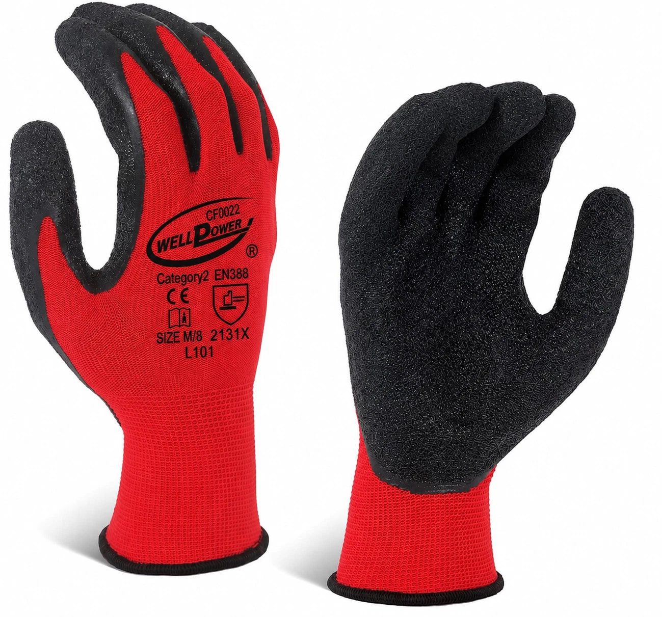 12X Rubber Safety Work Gloves Latex Coated - Large & Medium