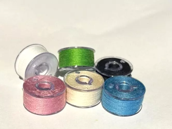 Bobbin Box with 25 Prewound Bobbin Threads on Plastic Bobbins (Mixed Colors)
