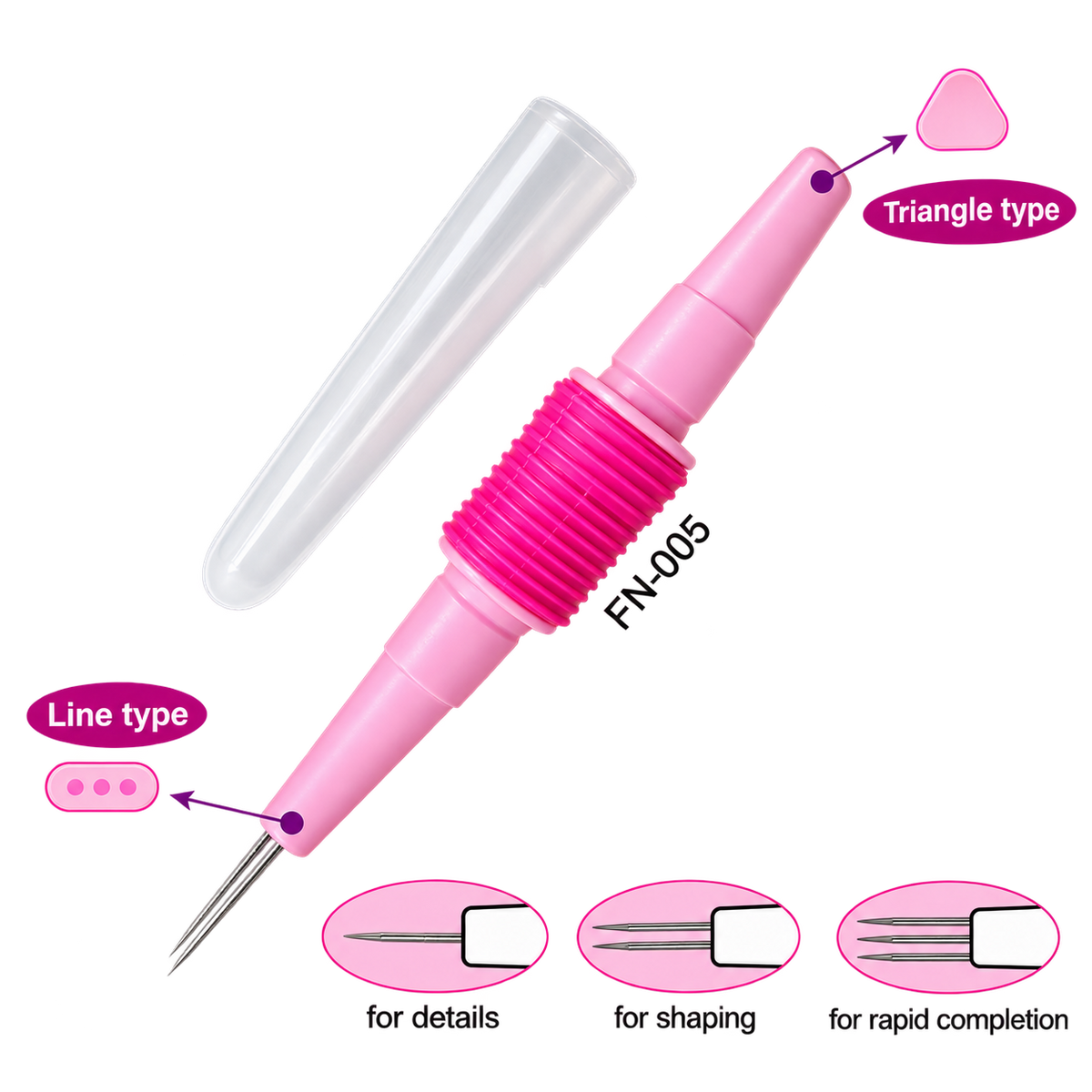 Dual Function Needle Felting Tool with 3 Needles for Line or Triangle Purposes