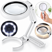 30X 10X Magnifying Glass with Light and Stand, Foldable Handheld