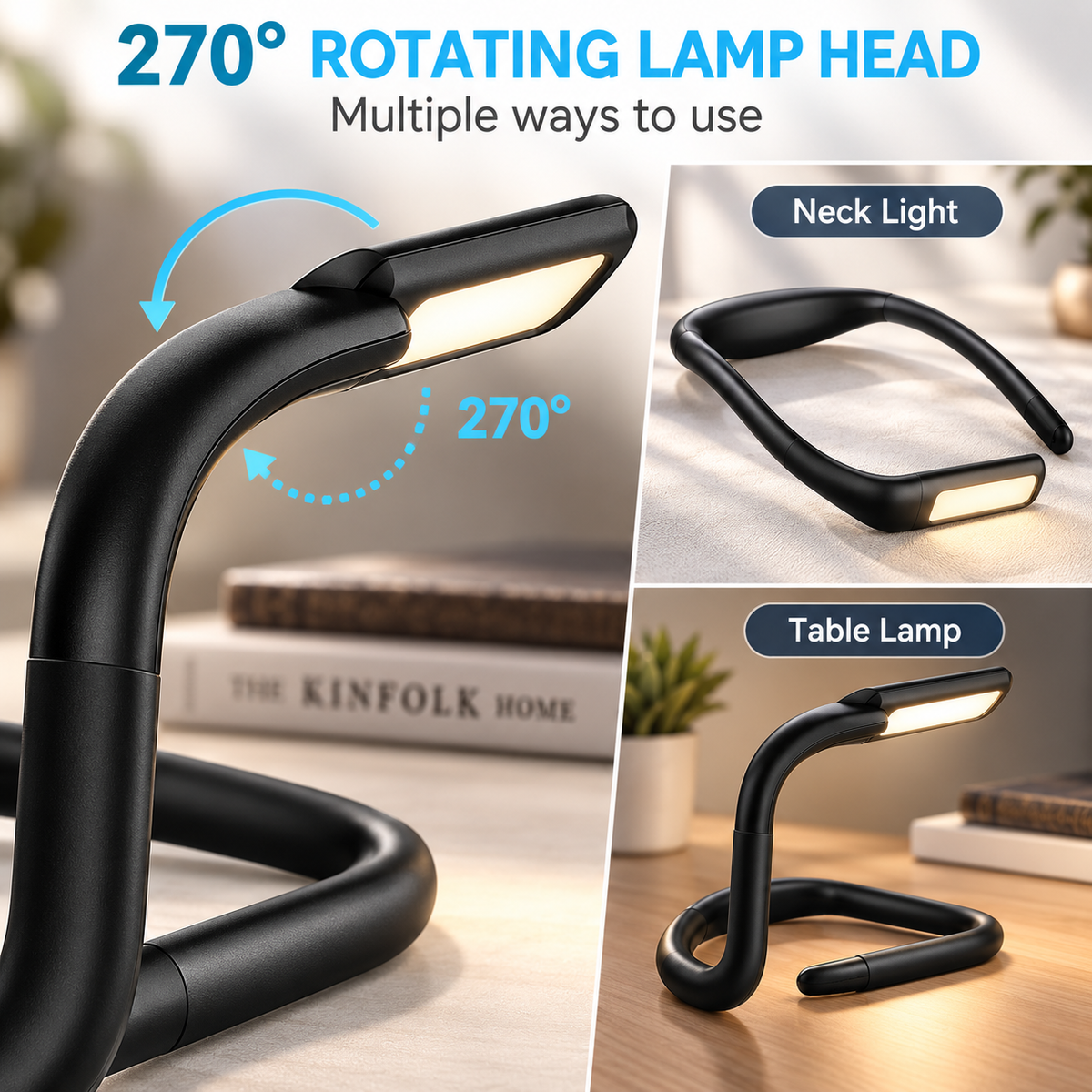 LED Neck Bendable Light 3 Color Adjustable for Reading, Hand Craft, Knitting, Camping