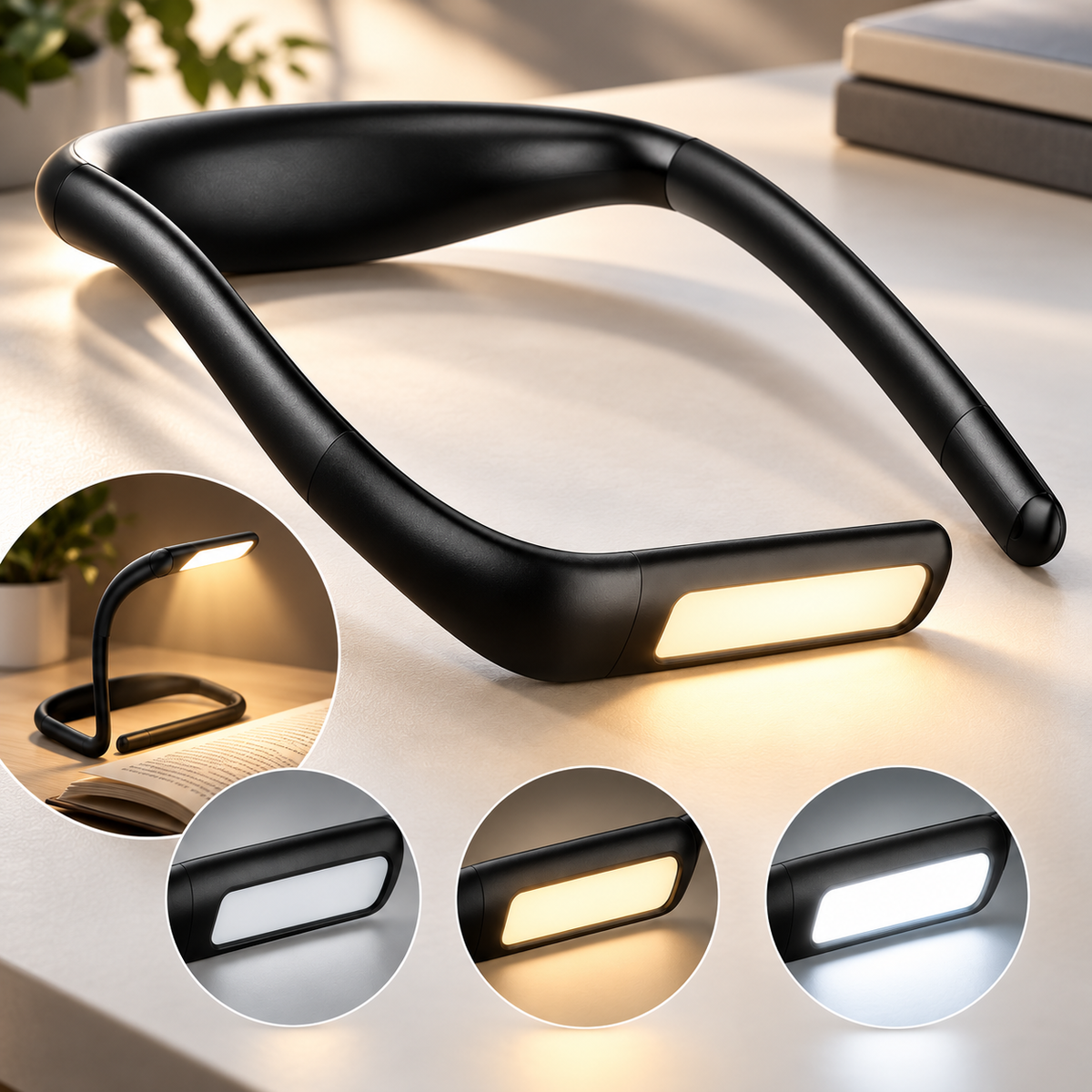 LED Neck Bendable Light 3 Color Adjustable for Reading, Hand Craft, Knitting, Camping
