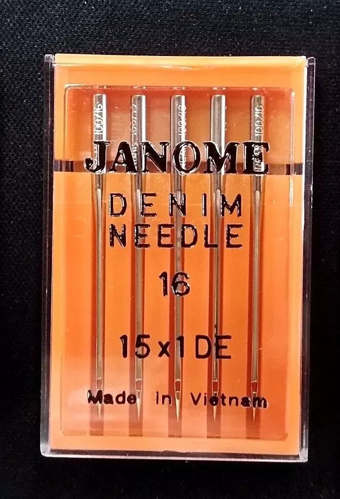 Genuine Janome Needle Denim 15x1DE Size: 16/100 5/Pack