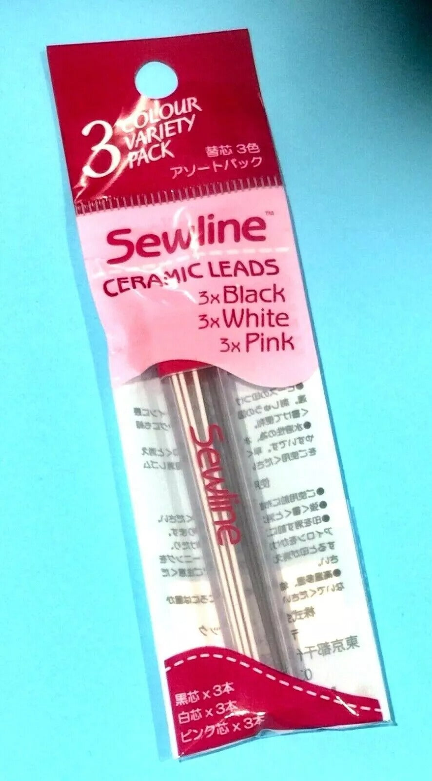 "Sewline" Lead Refills Variety Pack 9 Refills 3 Each of White, Black & Pink