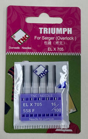 TNC Triumph Overlocker/Serger Needles Sizes: 16 & 18, ELx705, 558F Chrome Plated