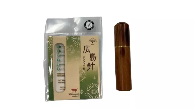 廣島縫針 一觸式針附檀木針盒