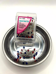 Magnetic Plate + Craft Sewing Quilting Colour Head Pins in Stackable Container