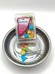 Magnetic Plate + Craft Sewing Quilting Baby Bear Pins in Stackable Container