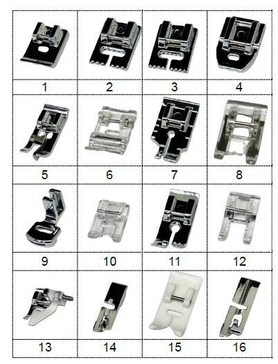 16-pc Presser Foot Set - Type "C" Fit Most Home Sewing Machine-Low Shank Singer, Janome, Brother, Baby Lock, Bernette, Juki, Toyota, Necchi, New Home, Kenmore, White, Riccar & Bernina (Copy)