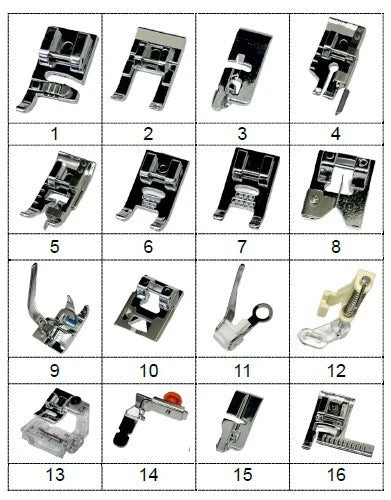 Genuine 16-pc Presser Foot Set Type "B" Fit Most Home Sewing Machine-Low Shank Singer, Janome, Brother, Baby Lock, Bernette, Juki, Toyota, Necchi, New Home, Kenmore, White, Riccar & Bernina