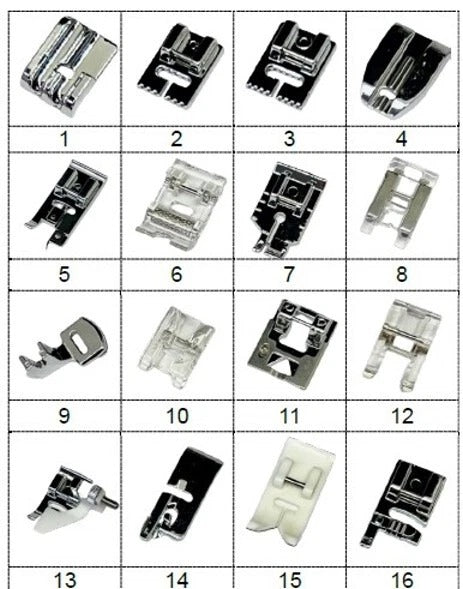16-pc Presser Foot Set - Type "C" Fit Most Home Sewing Machine-Low Shank Singer, Janome, Brother, Baby Lock, Bernette, Juki, Toyota, Necchi, New Home, Kenmore, White, Riccar & Bernina