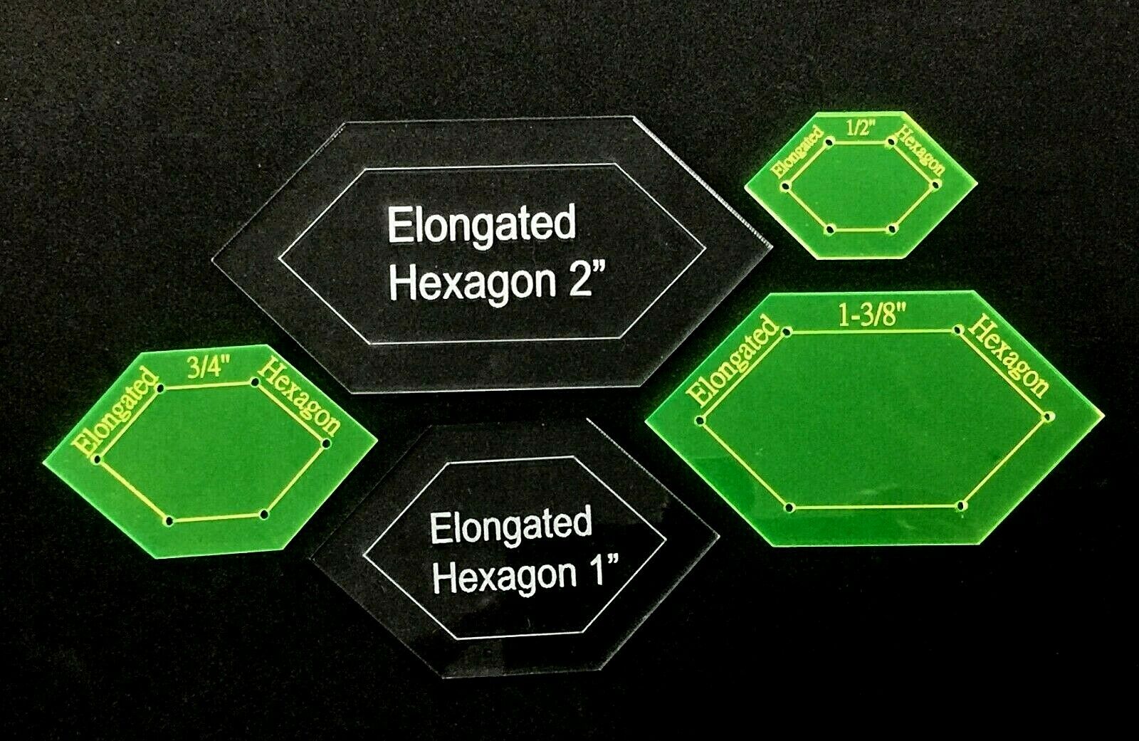 Acrylic Template "Elongated Hexagon" for English Paper Piecing Fabric Cutting