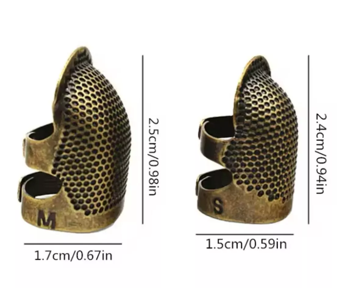 2pcs Protect Fingers Adjustable Vintage Thimble + Bonus Genuine Leather Thimble