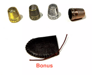 Heavy Duty Metal Thimbles "Great Wall" Design + Bonus Genuine Leather Thimble