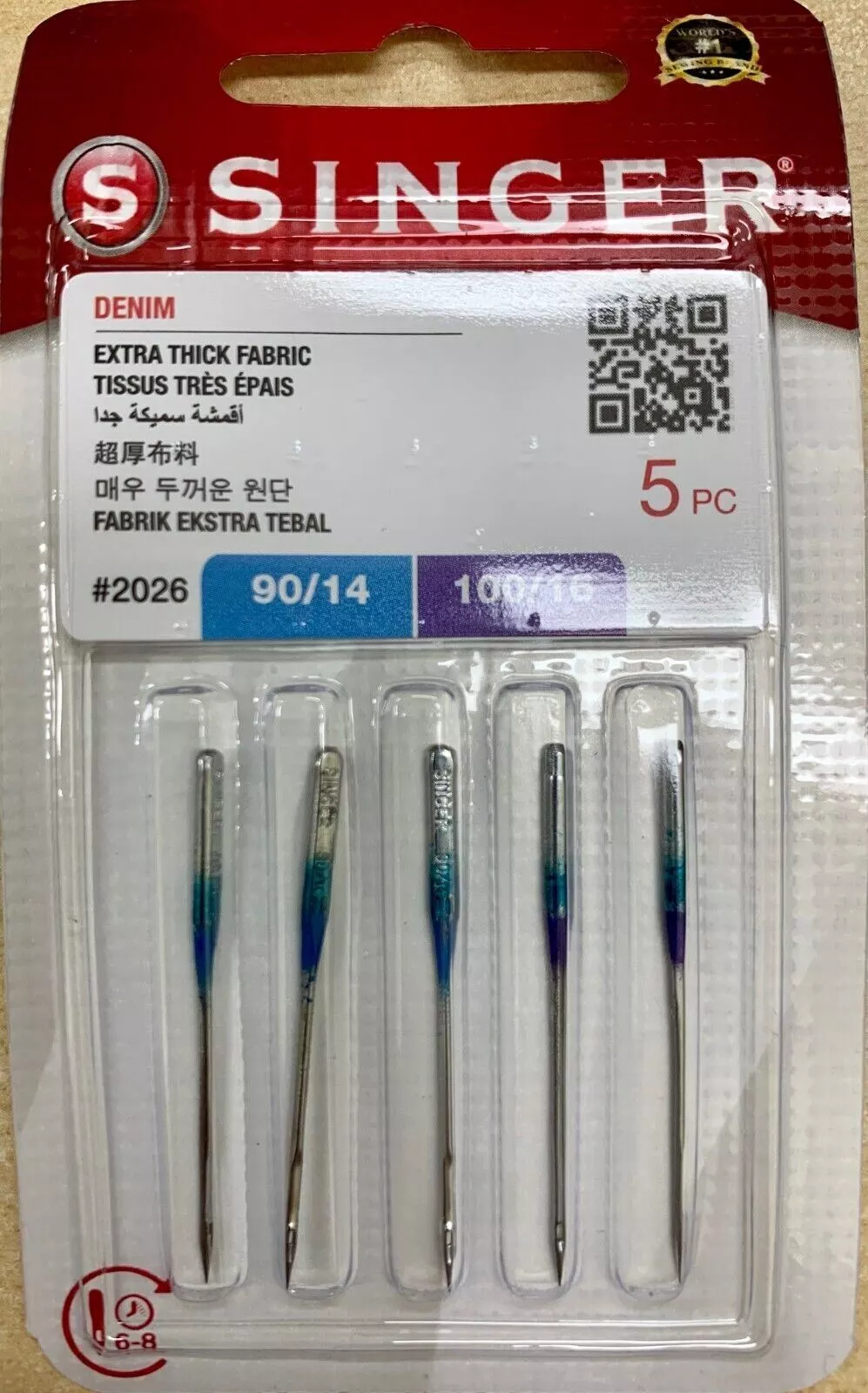 Genuine Singer #2026 Denim Needles 90/14&100/16