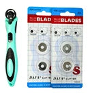DAFA Ergonomic Handle 18mm Rotary Cutter with 4 Extra Blades - Pink & Blue