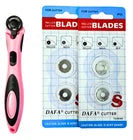 DAFA Ergonomic Handle 18mm Rotary Cutter with 4 Extra Blades - Pink & Blue