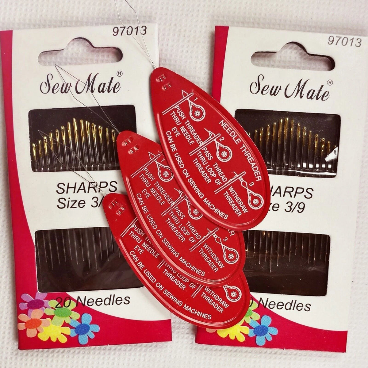 Hand Sewing Needles Applique Sharps Needles Size3/9 40pcs plus Needle Threaders