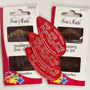 Hand Sewing Needles Applique Sharps Needles Size3/9 40pcs plus Needle Threaders