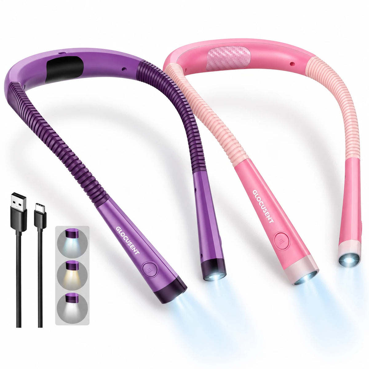 LED Neck Light 3 Light Color Adjustable for Reading, Craft, Knitting, Camping, Train Model