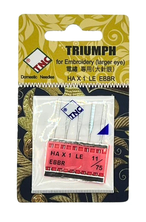 "TNC" Ceramic Coated11/75 Sewing Machine Needles Embroidery HAx1LEEBBR Large Eye