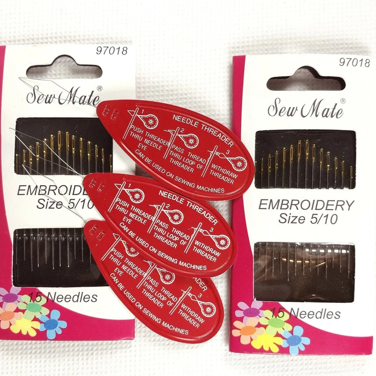 Hand Sewing Applique Embroidery Needles Size 5/10 30pcs plus Needle Threaders