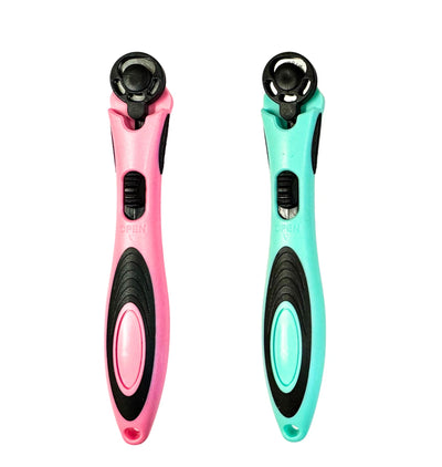 DAFA Ergonomic Handle 18mm Rotary Cutter with 4 Extra Blades - Pink & Blue