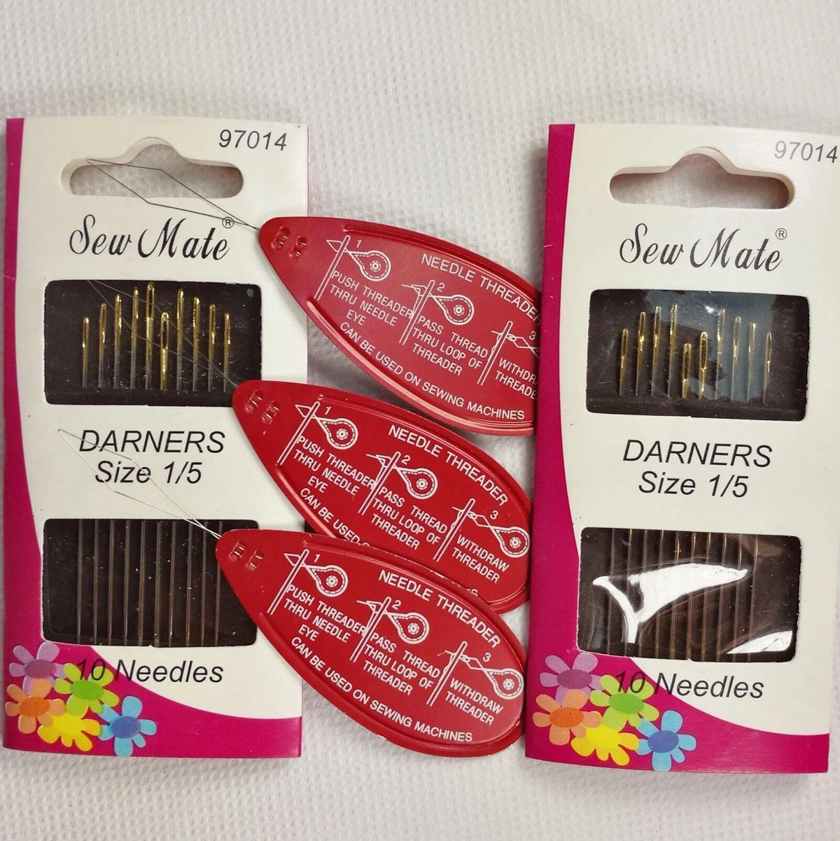 Hand Sewing Applique Needles Darners Size 1/5 20pcs plus Needle Threaders