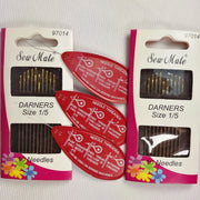 Hand Sewing Applique Needles Darners Size 1/5 20pcs plus Needle Threaders