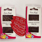Hand Sewing Applique Needles Cross Stitch Size 24 12pcs plus Needle Threaders