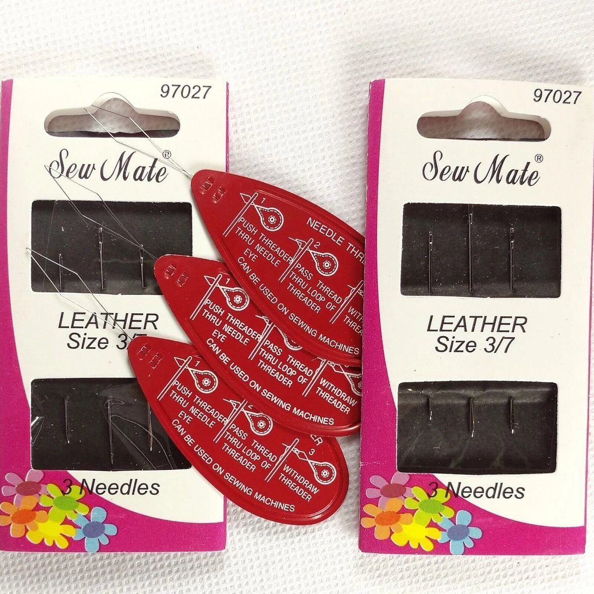 Hand Sewing Applique Needles Leather Needles Size 3/7 with Needle Threaders