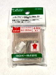 可樂牌 - 極細絲光珠針 三號 尺寸: 0.5 x 28.5 毫米 20克/盒 日本內銷版